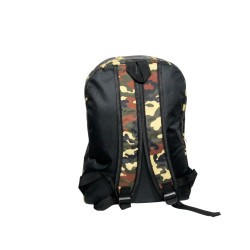 8012a-Sac à dos urbain (de ville) ou scolaire en toile synthétique bi-color marron noir 42cmx30cmx12cm-dos