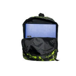 Sac à dos urbain (de ville) ou scolaire en toile synthétique bi-color jaune noir 42cmx29cmx12cm-interieur