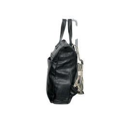 HO-LY3056-Sac à Dos ou sac à main en Simili Cuir noir-cote