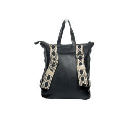 HO-LY3056-Sac à Dos ou sac à main en Simili Cuir noir-dos