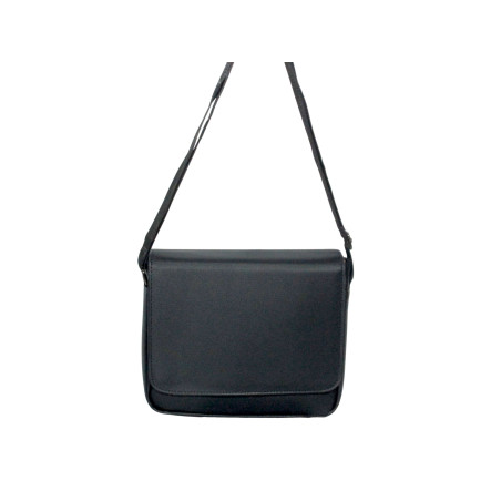 Besace Noire 37x24x6 cm – Bandoulière Réglable & Rabat Rigide.