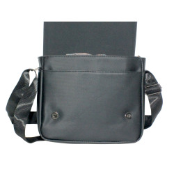 Besace Noire 37x24x6 cm – Bandoulière Réglable & Rabat Rigide.