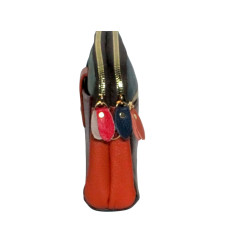 Pochette Cuir Vachette 16x13.8x5 cm – Multi-Coloris-gris bordeaux