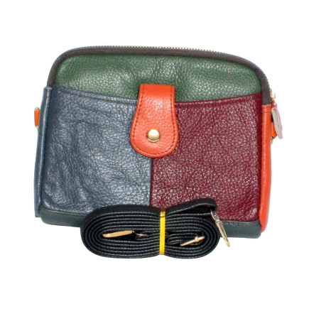 Pochette Cuir Vachette 16x13.8x5 cm – Multi-Coloris-gris bordeaux