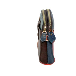 Pochette Cuir Vachette 16x13.8x5 cm –Multi-Coloris-marron clair-marron