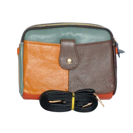 Pochette Cuir Vachette 16x13.8x5 cm –Multi-Coloris-marron clair-marron