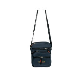 HO-6288-bleu marine-Petite Pochette en Toile Synthétique bleu marine – Légère et Sécurisée pour vos Effets Personnels-face