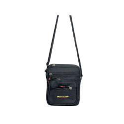 HO-6288-noir-Petite Pochette en Toile Synthétique noir – Légère et Sécurisée pour vos Effets Personnels-face