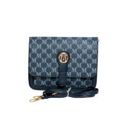 Sac à main bleu avec rabat – Motif imprimé M-face avec bandouliere