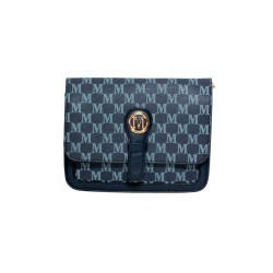Sac à main bleu avec rabat – Motif imprimé M-face