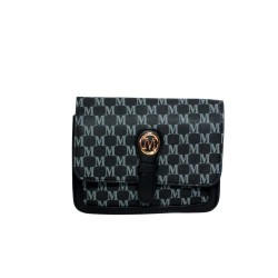 Sac à main noir avec rabat – Motif imprimé M-face