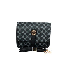Sac à main noir avec rabat – Motif imprimé M-face avec bandouliere