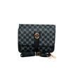 Sac à main noir avec rabat – Motif imprimé M-face avec bandouliere Sac à main noir avec rabat – Motif imprimé M-face avec bandouliere
