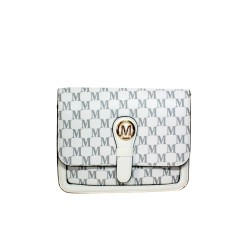 Sac à main blanc avec rabat – Motif imprimé M-face