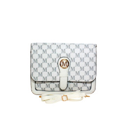 Sac à main blanc motif M – Élégance et praticité