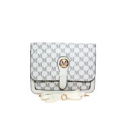 Sac à main blanc avec rabat – Motif imprimé M-face avec bandouliere