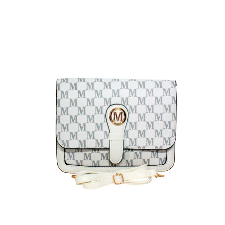 Sac à main blanc motif M – Élégance et praticité