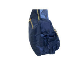 Sac bandoulière bleu motif carreaux-cote
