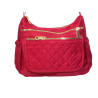 Sac bandoulière rouge motif carreaux-face