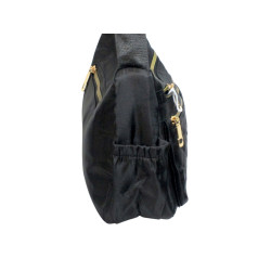 Sac bandoulière noir motif carreaux – Style et praticité