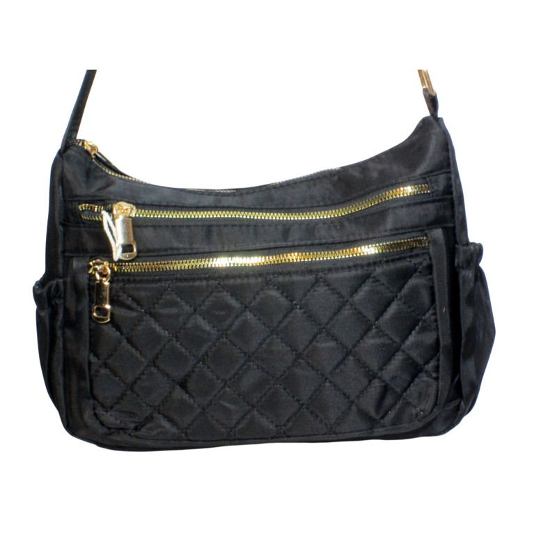 Sac bandoulière noir motif carreaux – Style et praticité