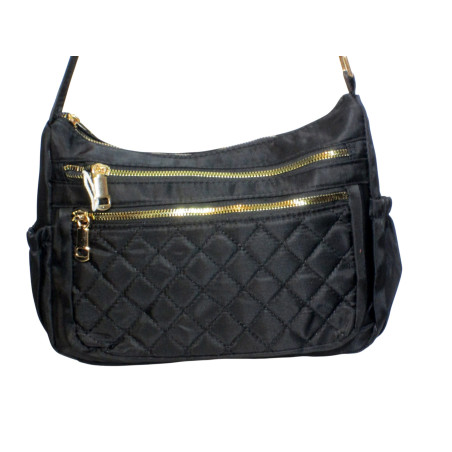 Sac bandoulière noir motif carreaux – Style et praticité