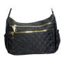Sac bandoulière noir motif carreaux-face
