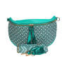 Grand sac banane fantaisie turquoise – Élégance et espace-face