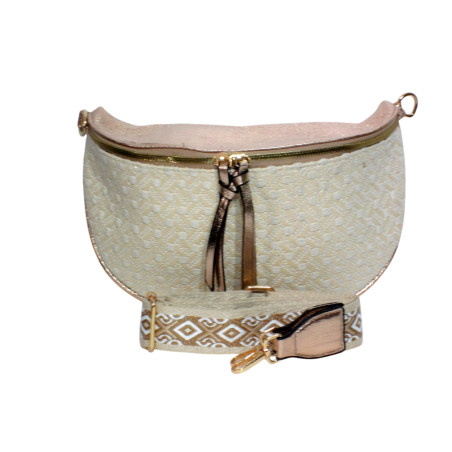 Grand sac banane beige et or – Style tendance et spacieux