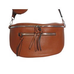Grand sac banane marron + porte-monnaie – face