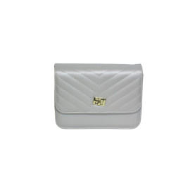 Sac pochette argent large bandoulière – face