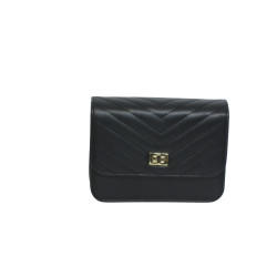 Sac pochette noir - large bandoulière – face