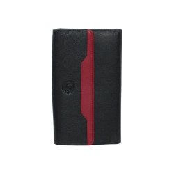 Compagnon cuir noir multi-couleur – Porte-chéquier élégant