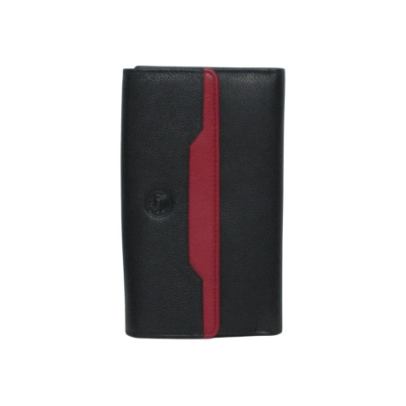 Compagnon cuir noir multi-couleur – Porte-chéquier élégant