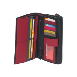 Compagnon cuir noir multi-couleur – Porte-chéquier élégant