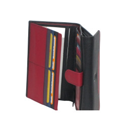 Compagnon cuir noir multi-couleur – Porte-chéquier élégant