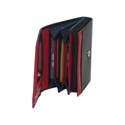 Porte-monnaie cuir multi-couleur noir – 10 cartes + monnaie