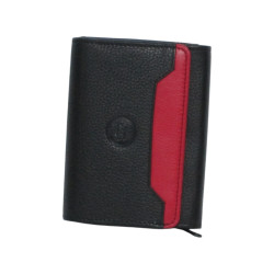 Porte-monnaie cuir multi-couleur noir – 10 cartes + monnaie