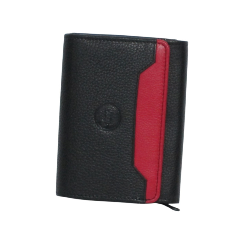 Porte-monnaie cuir multi-couleur noir – 10 cartes + monnaie