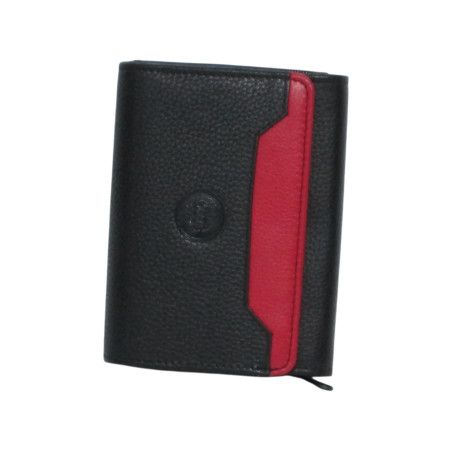 Porte-monnaie cuir multi-couleur noir – 10 cartes + monnaie