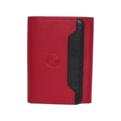 Porte-monnaie cuir multi-couleur rouge – 10 cartes + monnaie