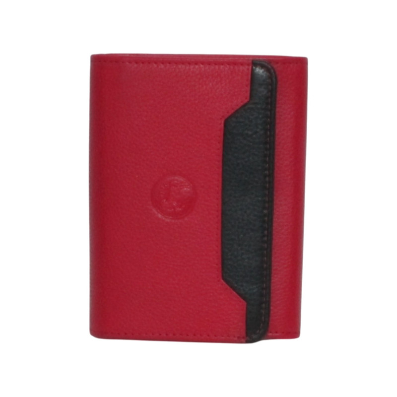 Porte-monnaie cuir multi-couleur rouge – 10 cartes + monnaie