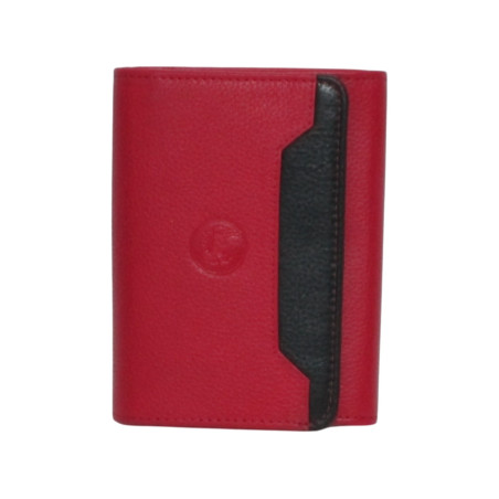 Porte-monnaie cuir multi-couleur rouge – 10 cartes + monnaie