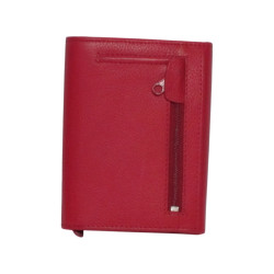 Porte-monnaie cuir multi-couleur rouge – 10 cartes + monnaie