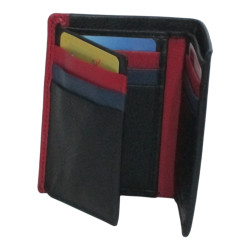 Porte-carte cuir noir multi-couleur – 10 cartes + billets