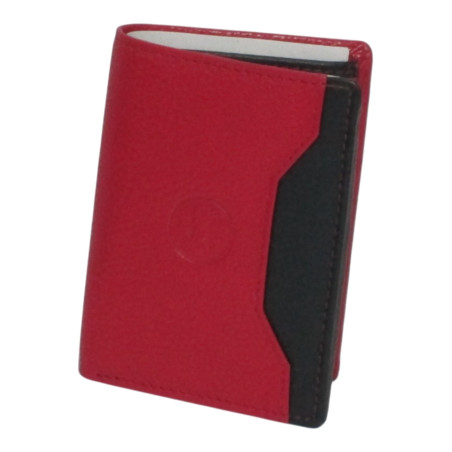 Porte-carte cuir rouge multi-couleur – 10 cartes + billets