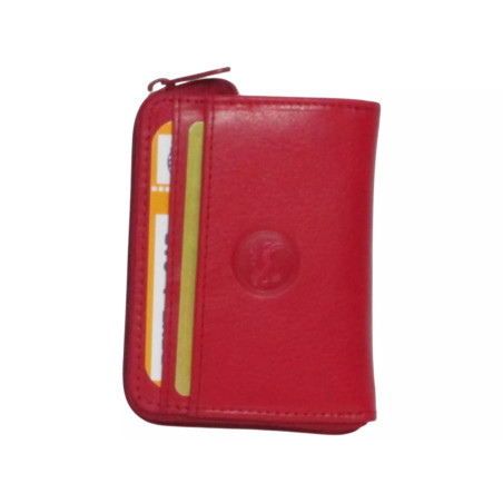 Petit porte-monnaie rouge RFID Cheval G.Z – Cuir vachette