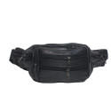 Sac banane noir multi-fermetures – en cuir vachette