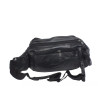 Sac banane cuir vachette noir – Grand format multi-fermetures