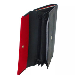 Compagnon cuir noir multi-couleur – Porte-chéquier élégant